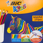 24 עפרונות צבעוניים, BIC KIDS, עפרונות עמידים, לא נשברים בקלות