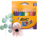 עפרונות צבעוניים לילדים צבעי מים, 12 עפרונות של Bic kids