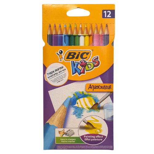 עפרונות אקוורל, צבעי מים לילדים בצורת עפרונות - שילוב טכניקות, 12 צבעים