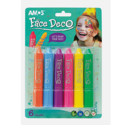 סט שישה טושים לציור על הפנים באריזת Face Deco צבעונית