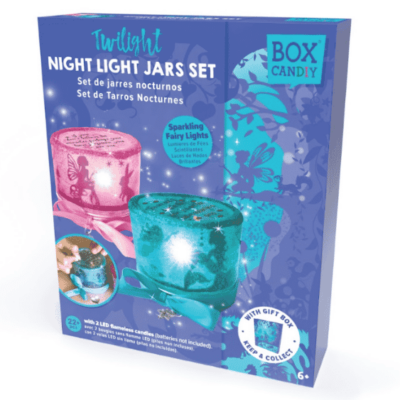 ערכת יצירה צנצנות לילה מוארות Box Candiy Twilight – פיות, גליטר ו-2 נרות LED לבנות גיל 6+