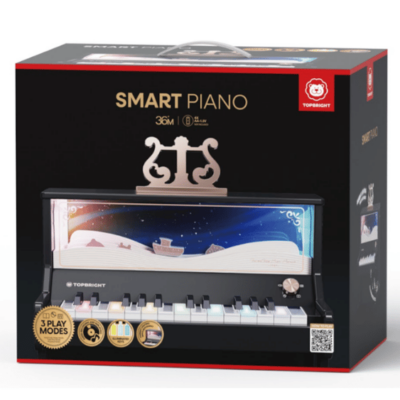 פסנתר חכם לילדים TOPBRIGHT Smart Piano – גרסה שחורה, מקשים מוארים ותצוגת אוקיינוס מכנית | ג'ירפה מתנות