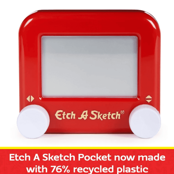 מסך אפור של Etch A Sketch מיני עם שתי ידיות לבנות – ציור קו ראשון על לוח הקסם