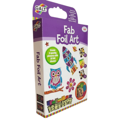 ערכת יצירה מנצנצת Galt Fab Foil Art – קופסה עם ינשוף, חללית ופרח מנצנצים