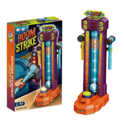 משחק מד כוח לילדים Boom Strike עם מגדל מואר ושני פטישים