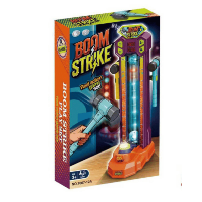 משחק מד כוח לילדים Boom Strike עם מגדל מואר ושני פטישים