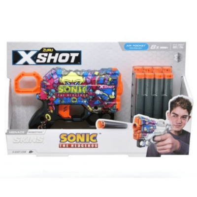 רובה חצים סוניק X-Shot Skins Menace באריזה, עם 8 חצי ספוג כתומים