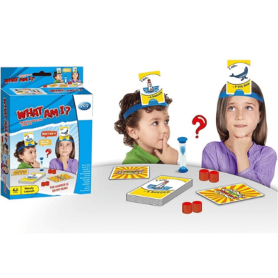 משחק מי אני What Am I עם סרטי ראש, קלפים ושעון חול